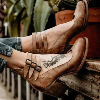 Zapatos de tacón con tiras en el tobillo de moda - Neda 