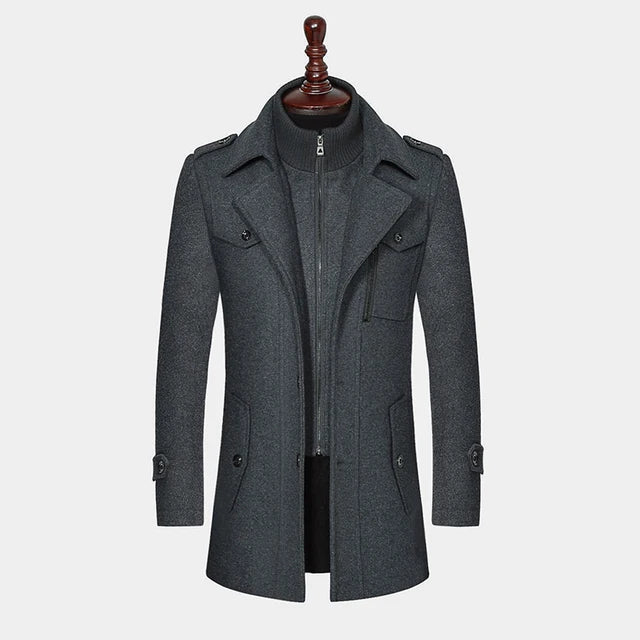 Abrigo de invierno de lana para hombre