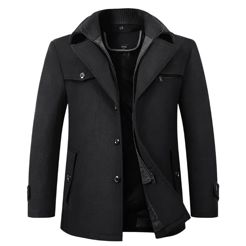 Abrigo de invierno de lana para hombre