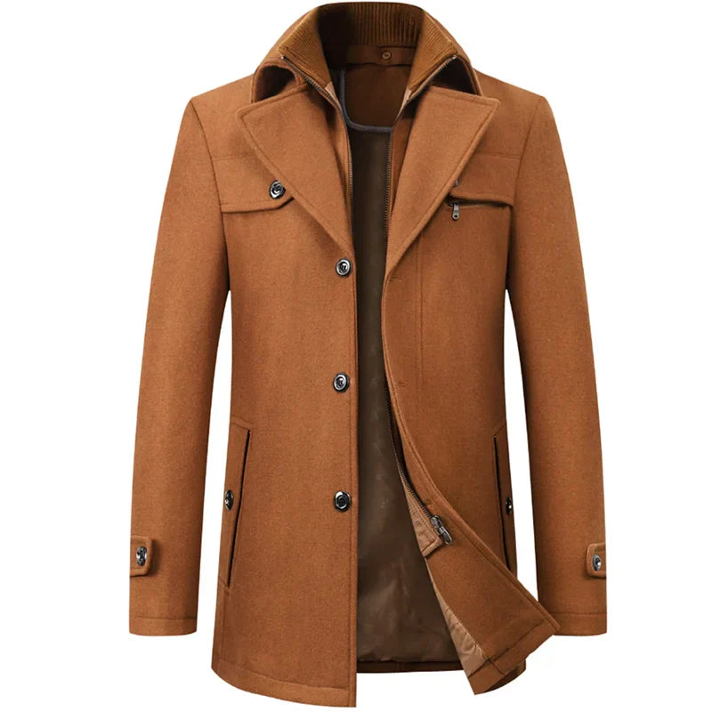 Abrigo de invierno de lana para hombre