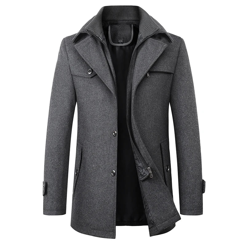 Abrigo de invierno de lana para hombre