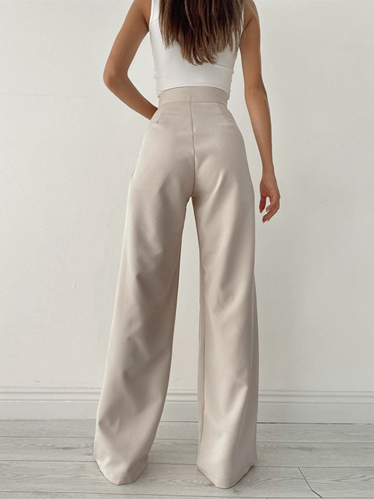 Pantalon large taille haute élégant et fluide