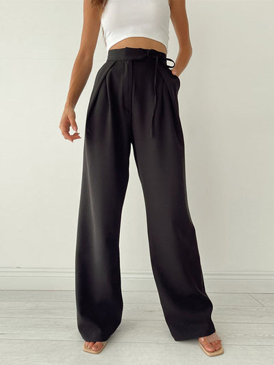 Pantalon large taille haute élégant et fluide