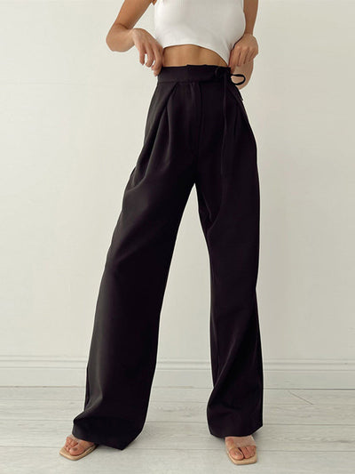 Pantalon large taille haute élégant et fluide
