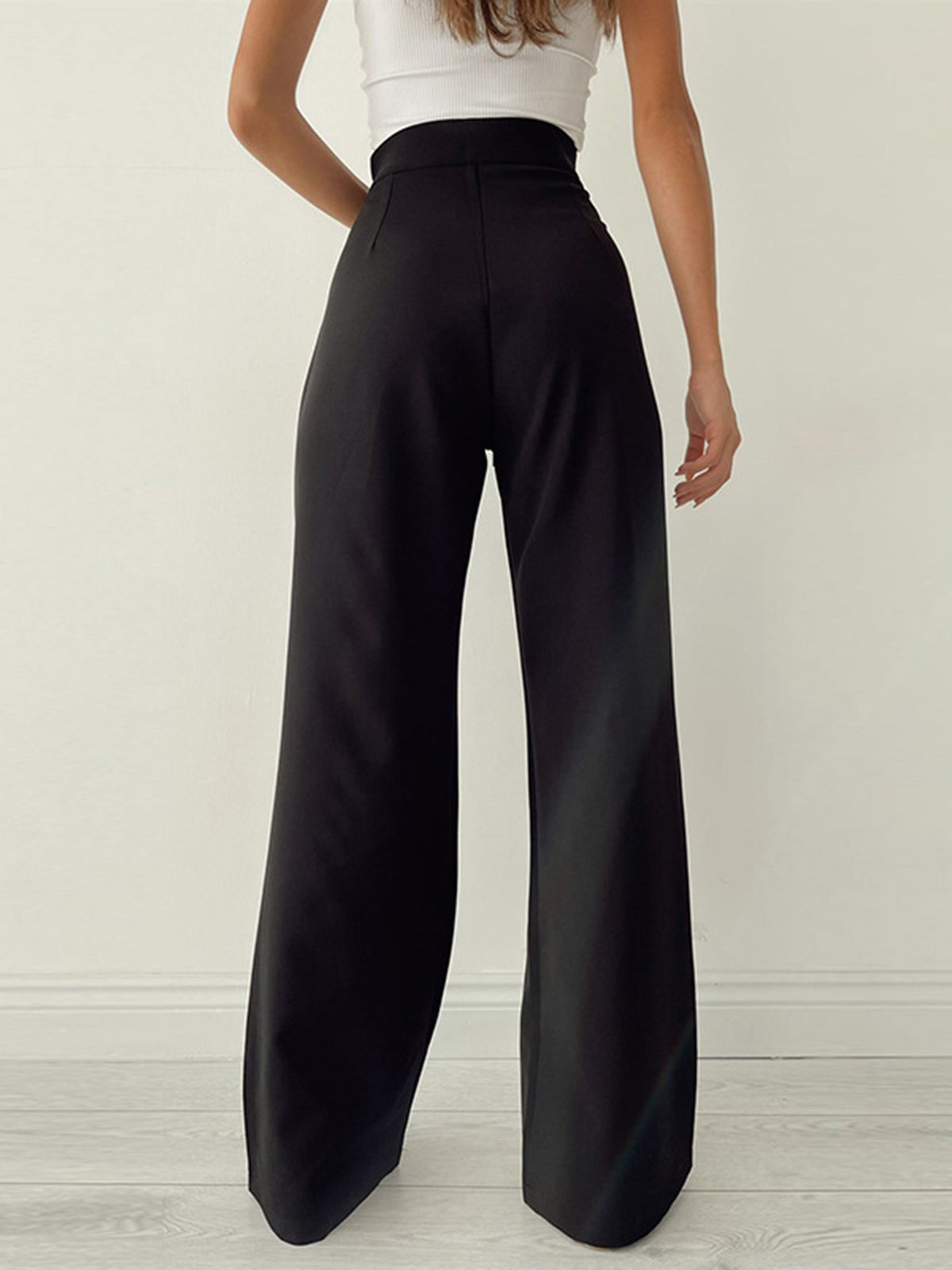 Pantalon large taille haute élégant et fluide