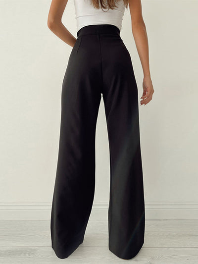 Pantalon large taille haute élégant et fluide