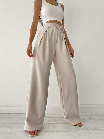Pantalon large taille haute élégant et fluide