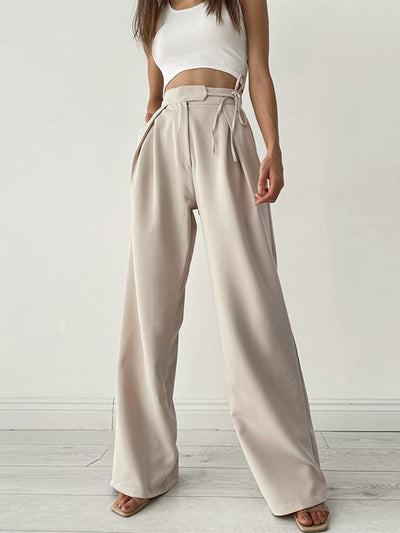 Pantalon large taille haute élégant et fluide