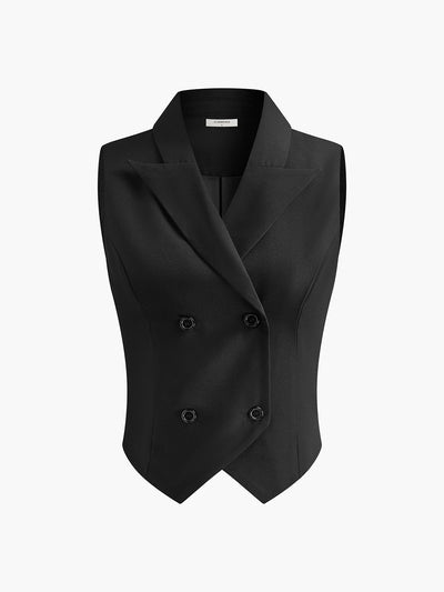 Robe blazer sans manches | design plissé | élégance classique