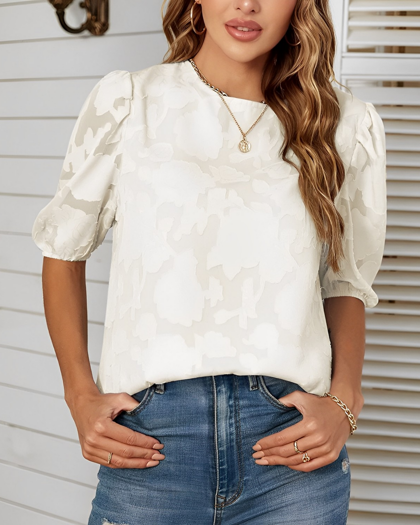 Dorothea - Camisa de gasa con mangas abullonadas