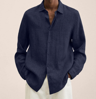 True - Camisa de mezcla de lino con corte entallado
