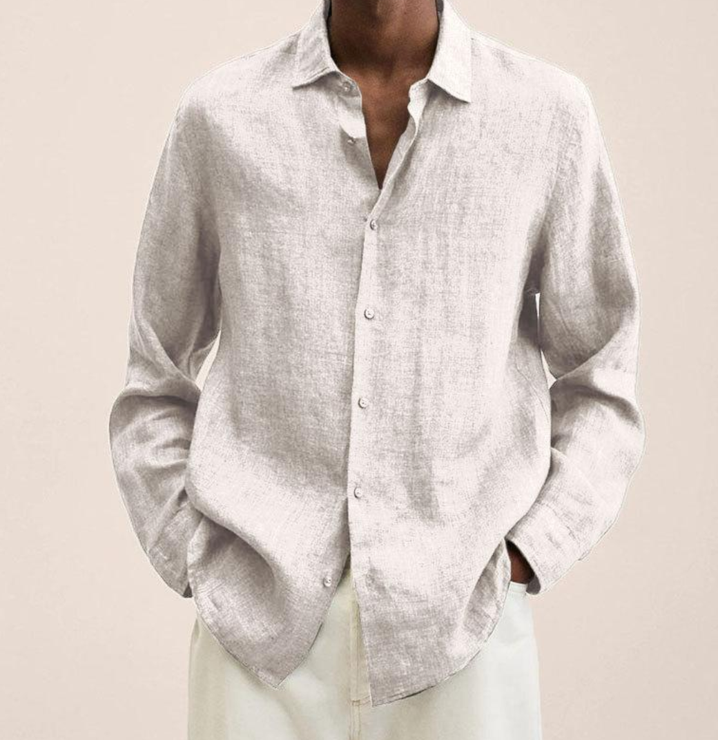 True - Camisa de mezcla de lino con corte entallado