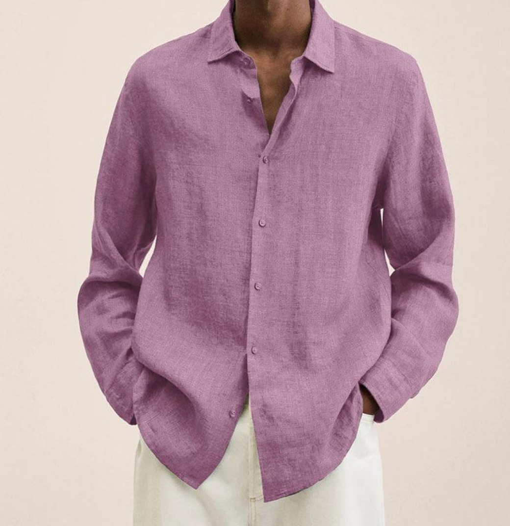 True - Camisa de mezcla de lino con corte entallado