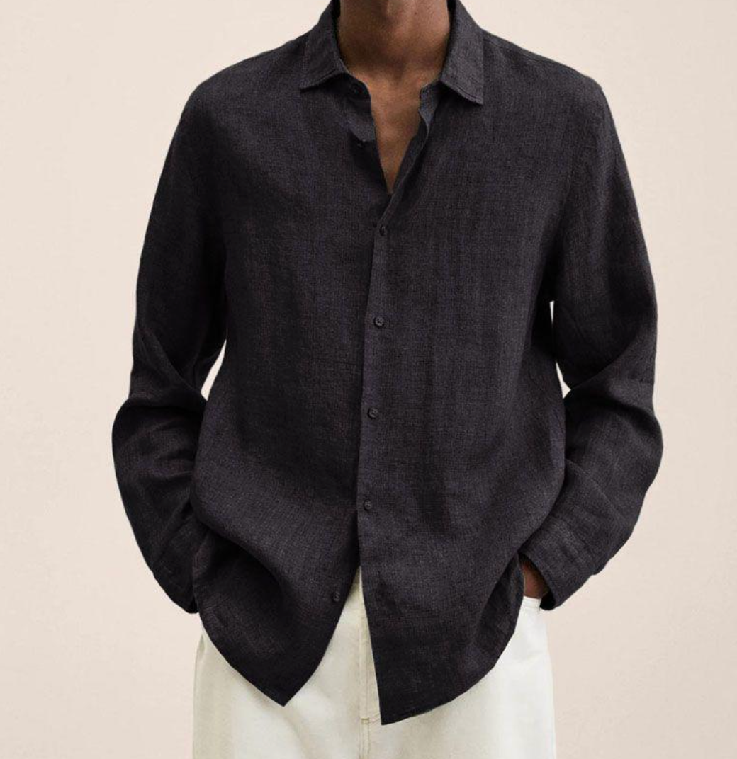 True - Camisa de mezcla de lino con corte entallado