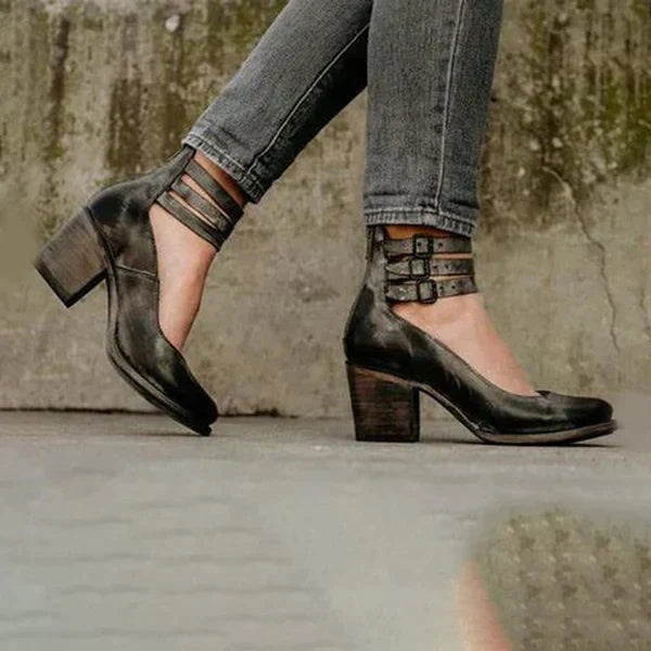 Zapatos de tacón con tiras en el tobillo de moda - Neda 