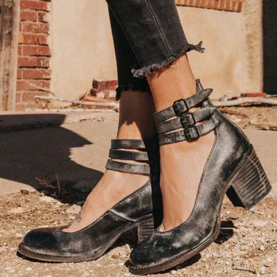 Zapatos de tacón con tiras en el tobillo de moda - Neda 