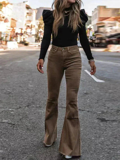 LURRA | Pantalon évasé en velours côtelé confortable et tendance avec pattes d'éléphant