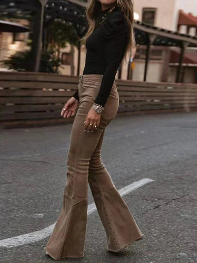 LURRA | Pantalon évasé en velours côtelé confortable et tendance avec pattes d'éléphant