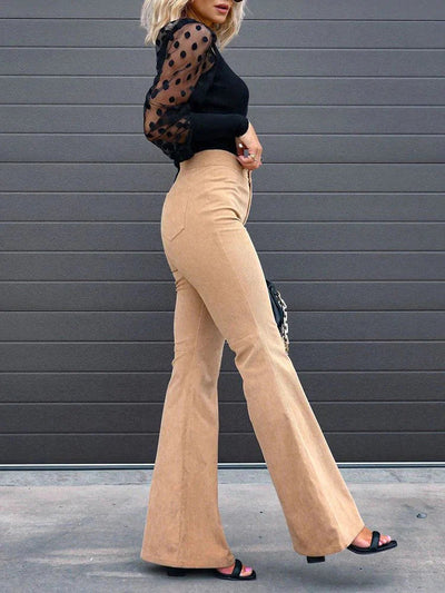 LURRA | Pantalon évasé en velours côtelé confortable et tendance avec pattes d'éléphant
