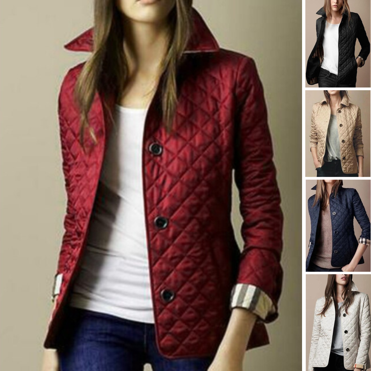 Elegante giacca a quadri da donna con collo a revers