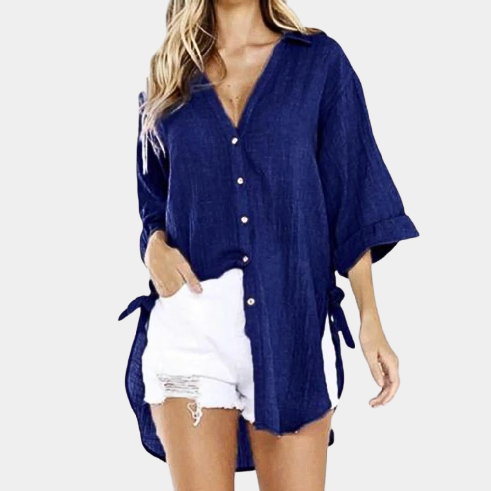 Chemisier femme bleu clair doux et confortable de style estival