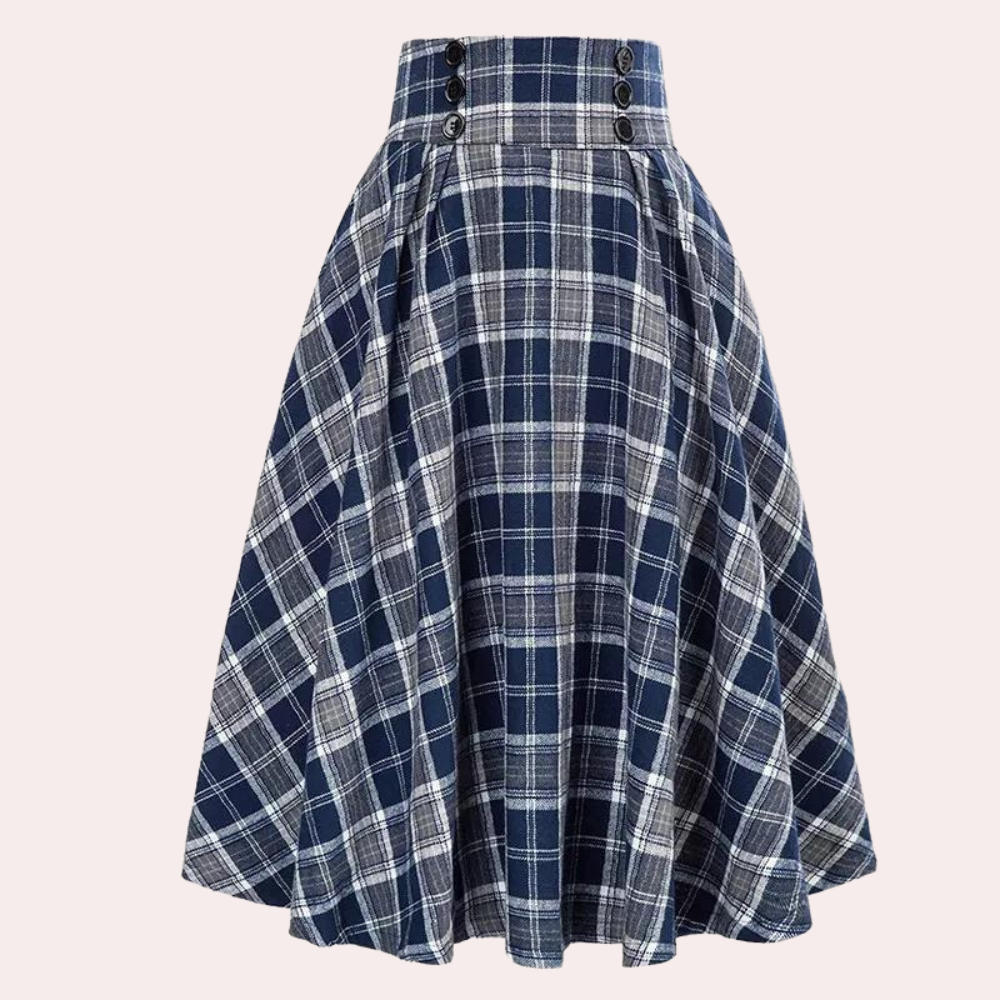 Luminita - Jupe à carreaux taille haute pour femme