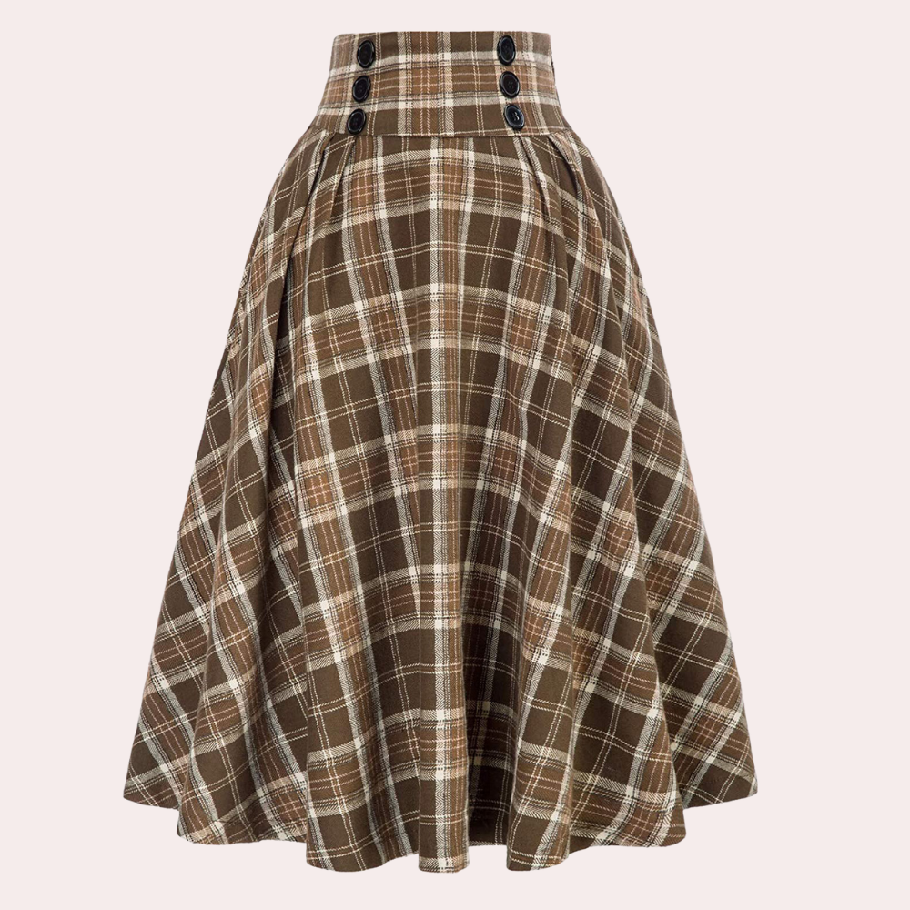 Luminita - Jupe à carreaux taille haute pour femme