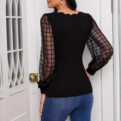 Ronja - Top elegante con maniche trasparenti