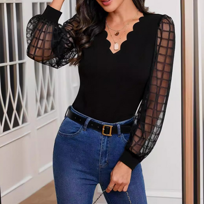 Ronja - Top elegante con maniche trasparenti