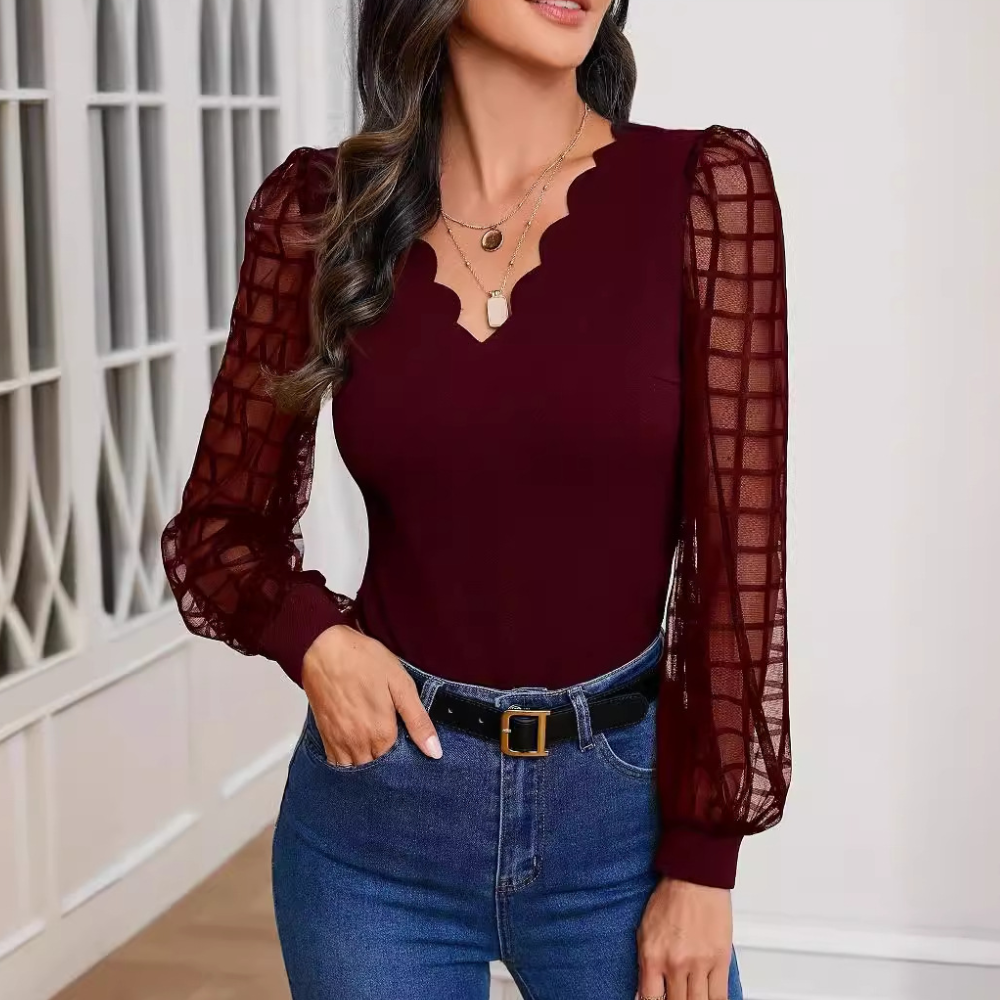 Ronja - Top elegante con maniche trasparenti