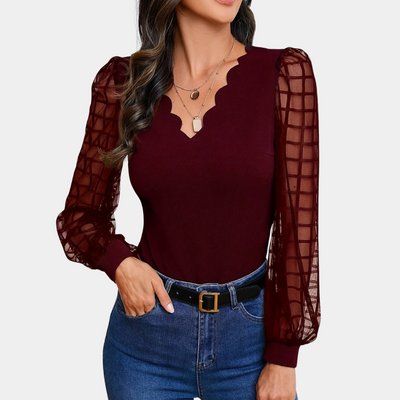 Ronja - Top elegante con maniche trasparenti