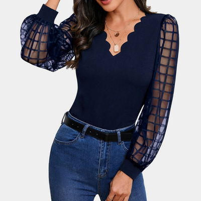 Ronja - Top elegante con maniche trasparenti