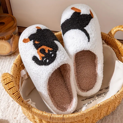 Pantuflas elegantes de invierno de peluche de perro salchicha para mujer | Ideales para el invierno