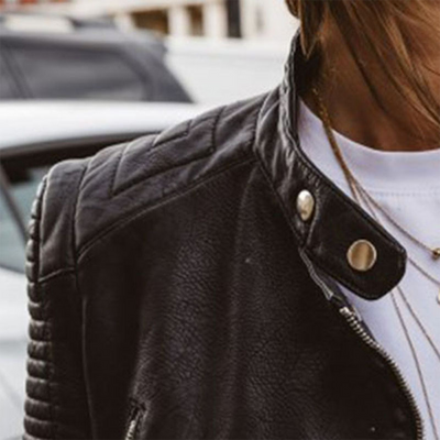Veste en cuir Pu intemporel - femme