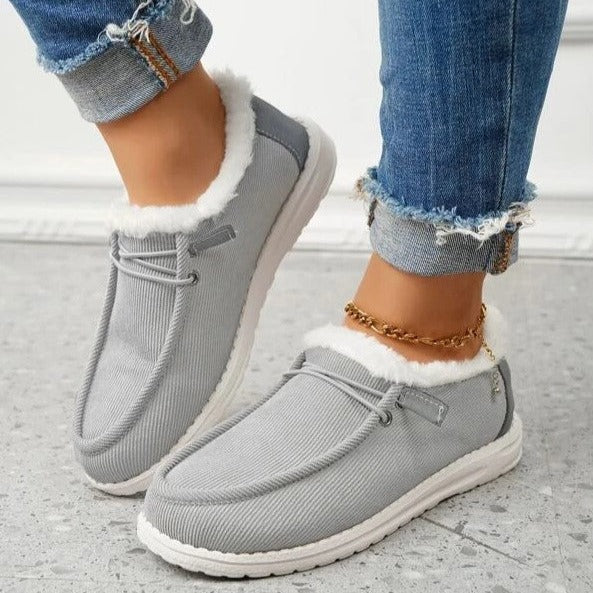 Zapatillas vulcanizadas con forro de piel, cálidas y elegantes para mujer | Perfectas para cualquier temporada