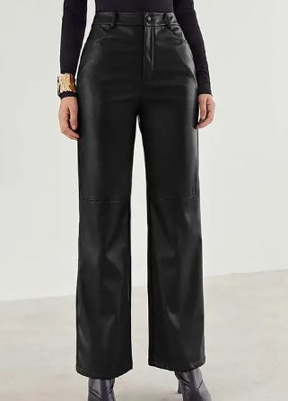 Pantalon en cuir à la mode avec un ajustement confortable pour le printemps - femme