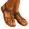 Sandalias bohemias de verano para mujer con tiras de cuentas y tacón abierto