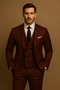 Traje de poliéster de 3 piezas para hombre, chaqueta, chaleco y pantalón para bodas y eventos corporativos.