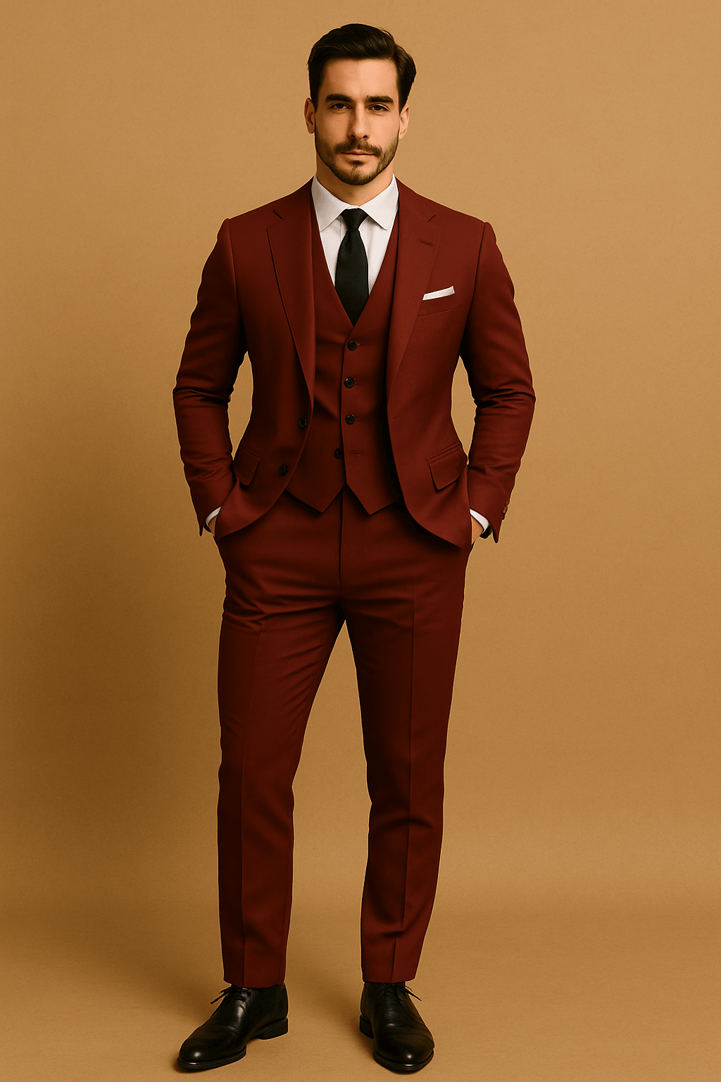 Traje de poliéster de 3 piezas para hombre, chaqueta, chaleco y pantalón para bodas y eventos corporativos.