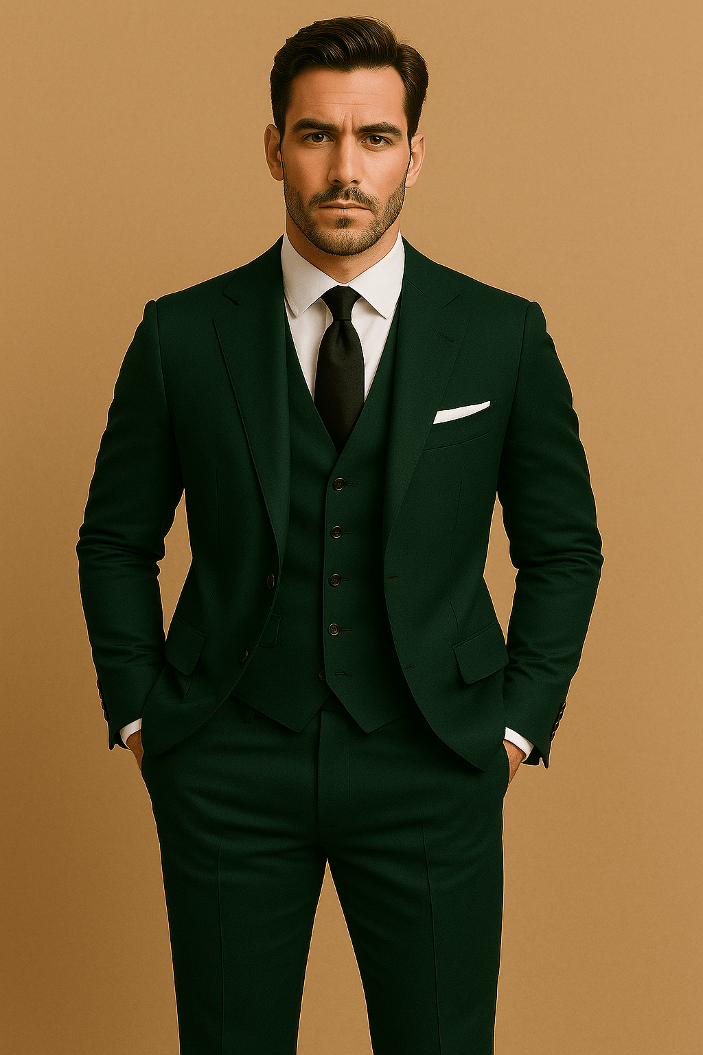 Traje de poliéster de 3 piezas para hombre, chaqueta, chaleco y pantalón para bodas y eventos corporativos.