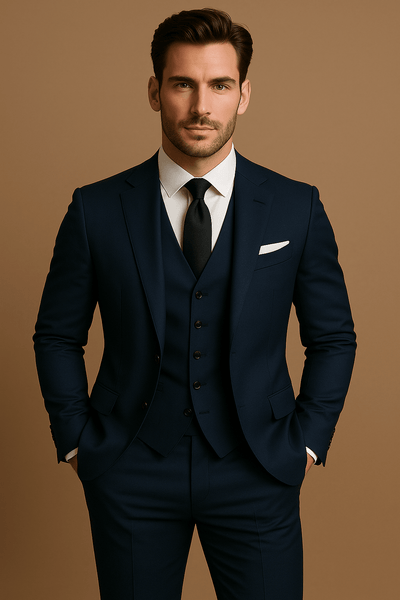 Traje de poliéster de 3 piezas para hombre, chaqueta, chaleco y pantalón para bodas y eventos corporativos.