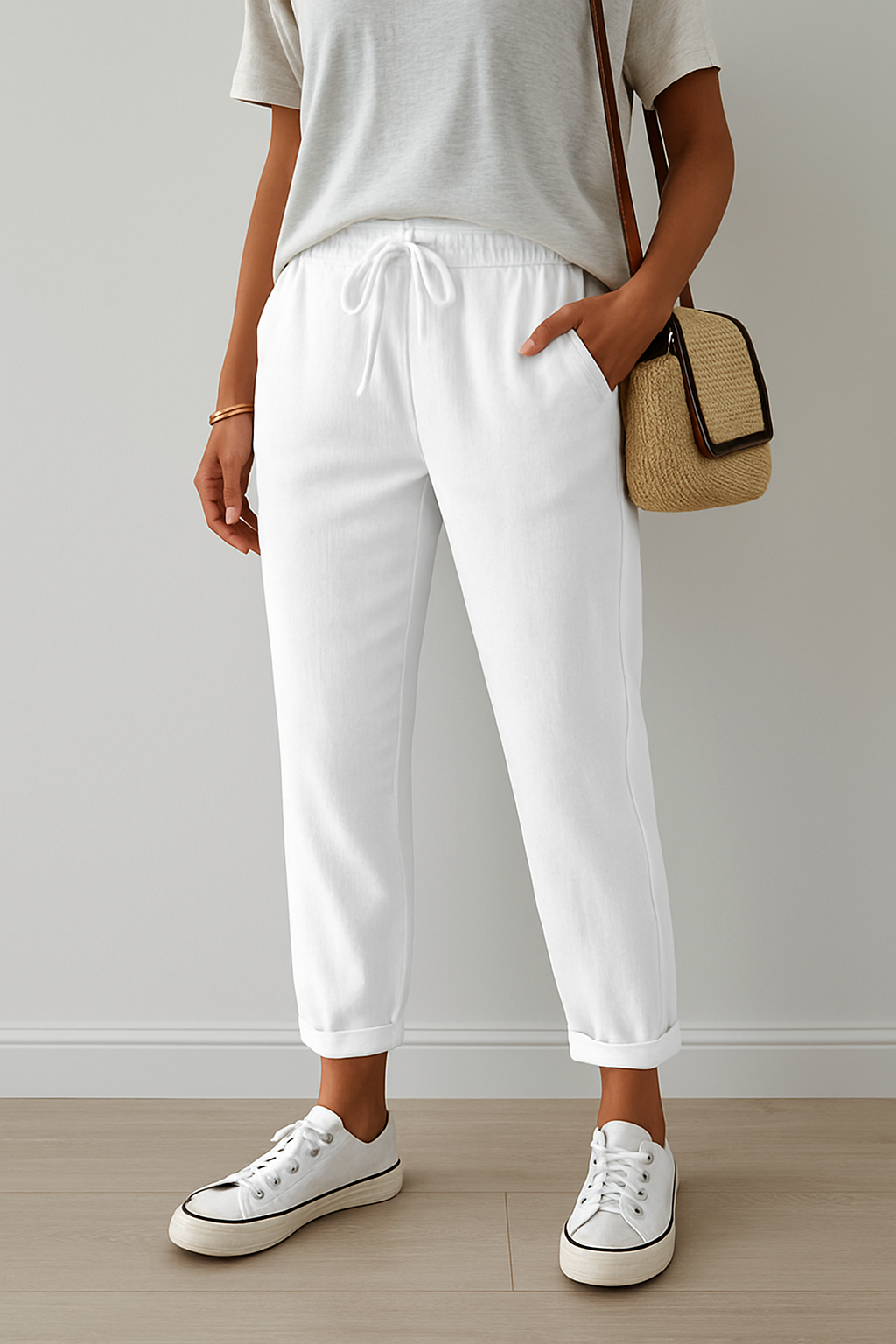 Pantalones deportivos de lino casuales y elegantes