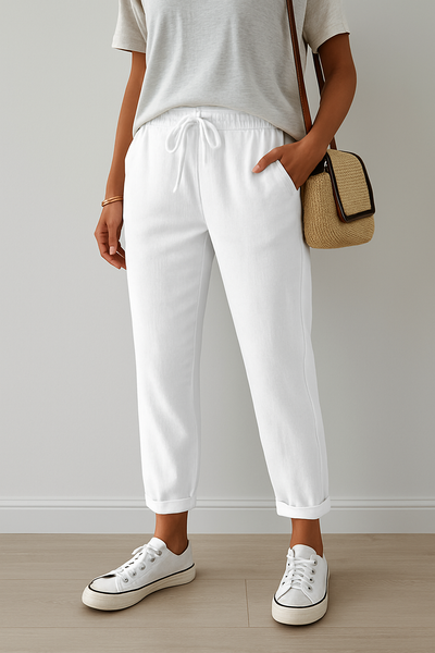 Pantalones deportivos de lino casuales y elegantes