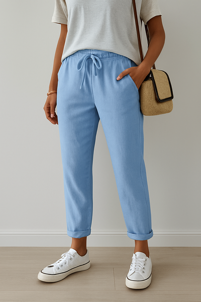Pantalones deportivos de lino casuales y elegantes