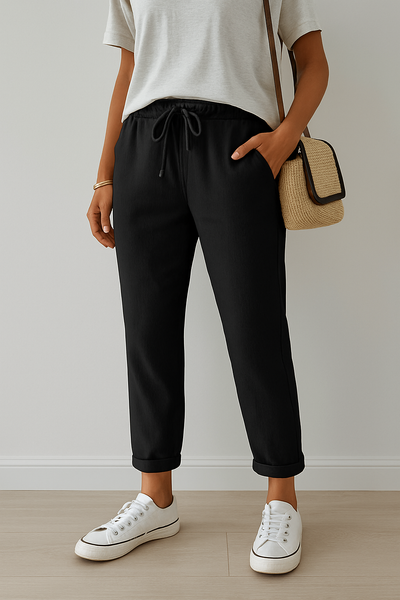 Pantalones deportivos de lino casuales y elegantes