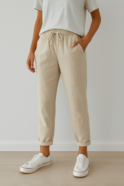 Pantalones deportivos de lino casuales y elegantes