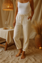 Monica - Pantaloni con elastico in vita in cotone e lino