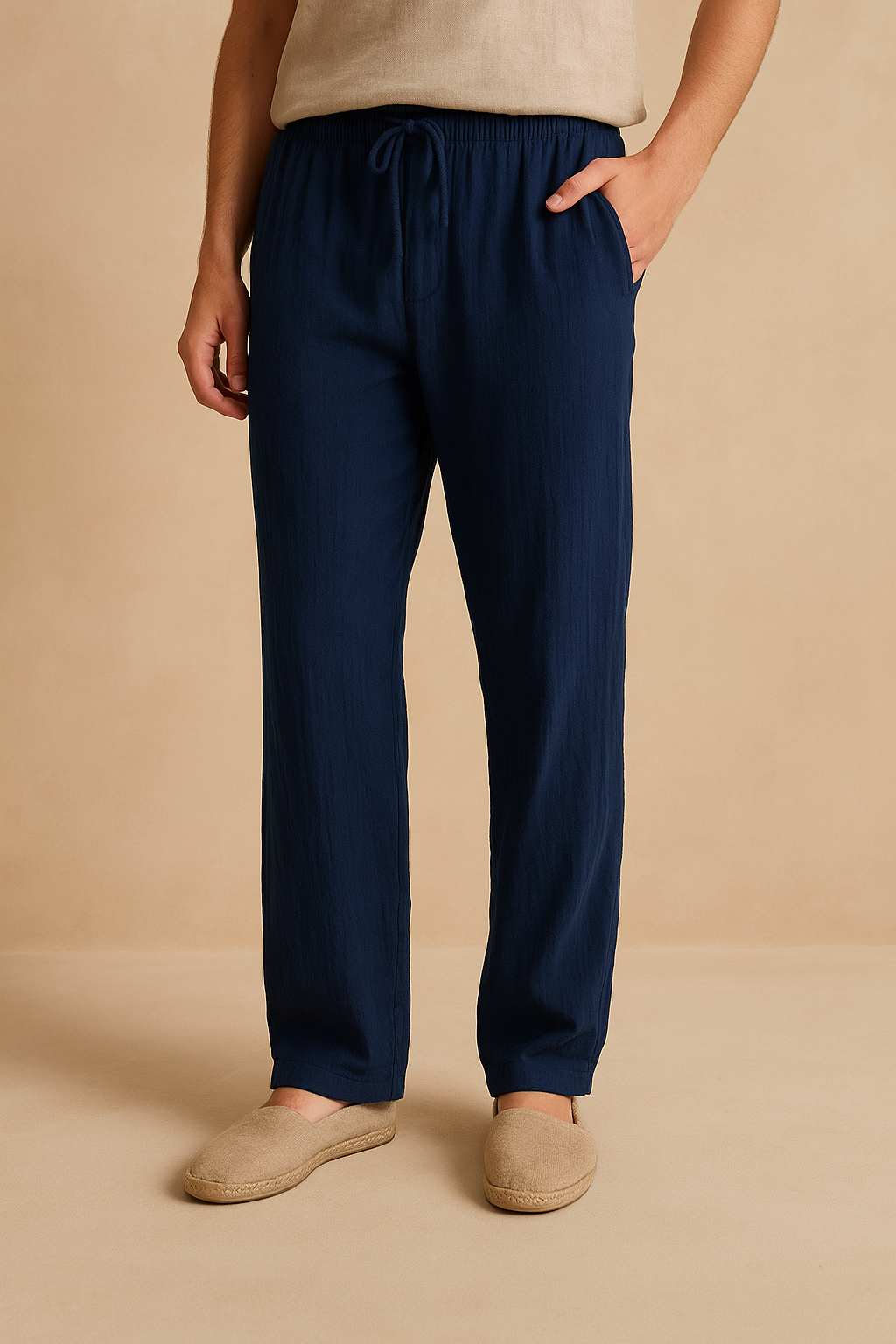 Pantalones de algodón ligeros, transpirables y holgados para hombre.
