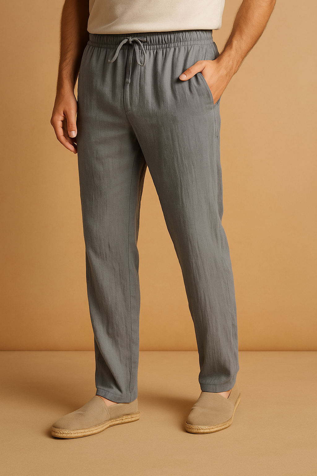 Pantalones de algodón ligeros, transpirables y holgados para hombre.