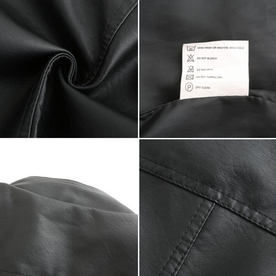 Veste en cuir PU avec cou féminin élevé